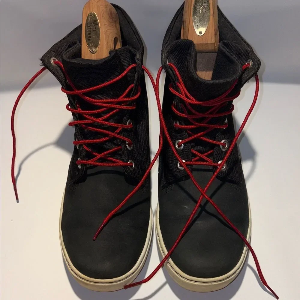 Timberland Black Boots with Red Laces